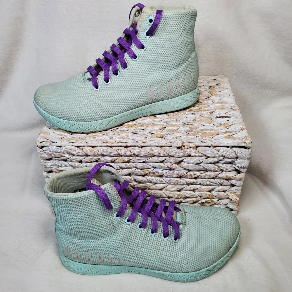 NoBull Outwork Training Sneakers Shoe Light Teal Super Mesh High‎ Top Size 8.5 W